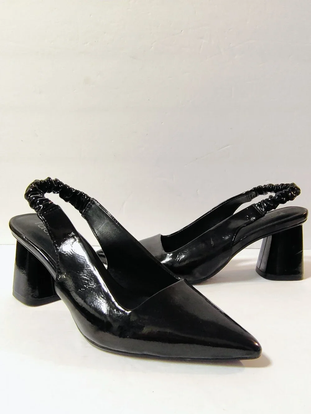 Nordstrom Rack Women's PU Pointed Toe Slip-On Block Heel Slingback Pumps Black 7